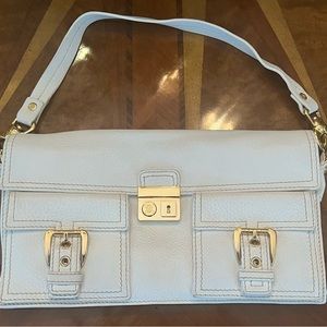 Celine White Lambskin Convertible Clutch